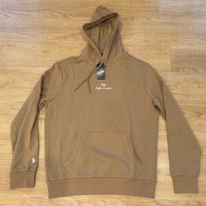 Polo Ralph Lauren Men’s Double Knit Tech Fleece Stitched Logo Hoodie Khaki NWT M